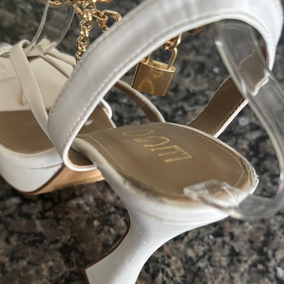 EGO White and Gold Platform Heels with Sculptural Design 8.5 - Picture 10 of 16